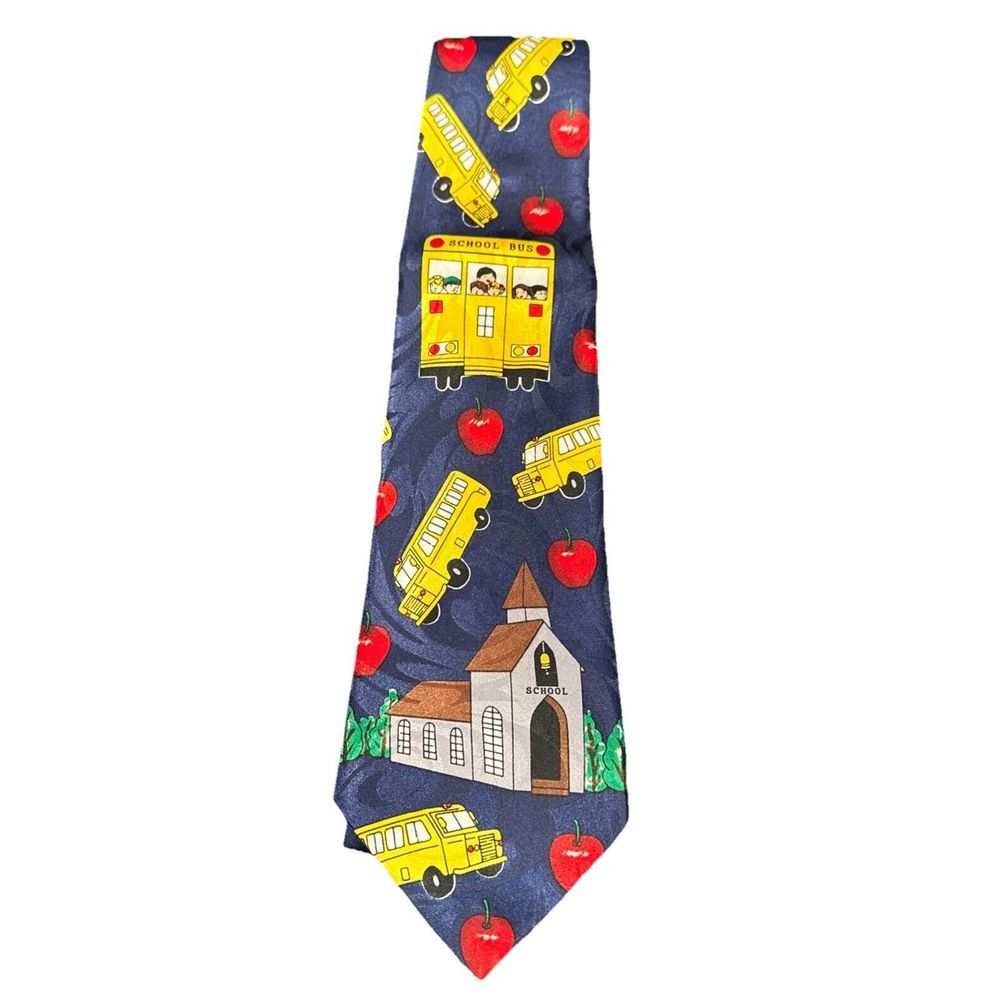 Steven Harris School Bus Mens Necktie Novelty Classic School and Buses‎ Tie
